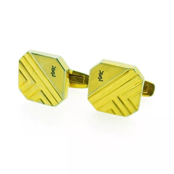 SAINT LAURENT cuffs YSL logo Gold hardware Authentic used T18939 authentic - Picture 2 of 16
